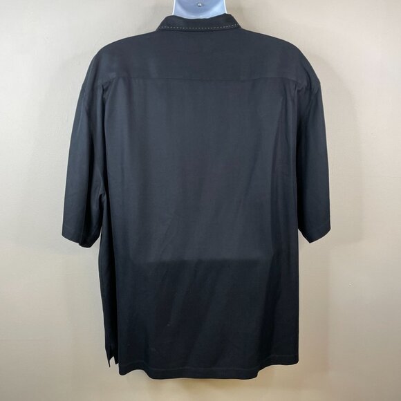 Nat Nast Shirt Mens XL Black Beige Silk Camp American Fit Sopranos Embroidered - Picture 14 of 15